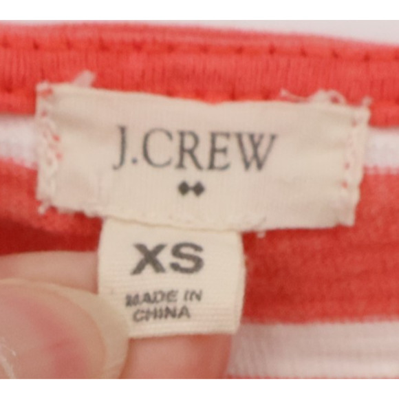 J.Crew Striped Cotton Dress Womens Preppy Nautical Coastal Coral Pockets Size XS - Picture 3 of 9